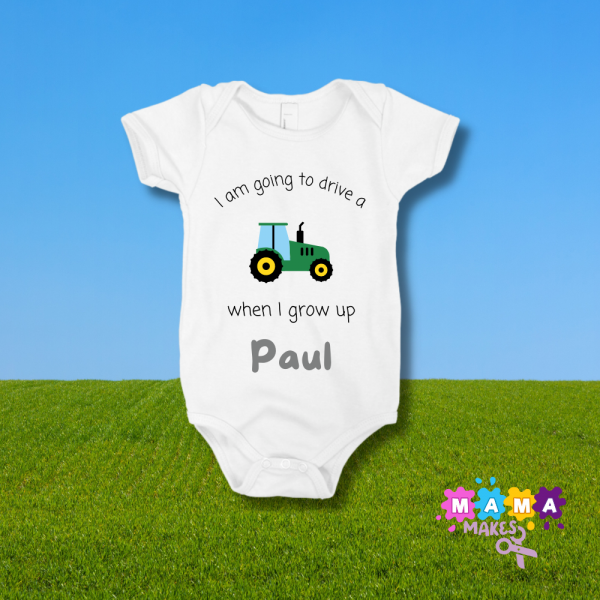 Tractor baby vest personalised
