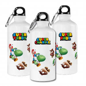 600ml Aluminium Bottle Personalised - Mario Style Design