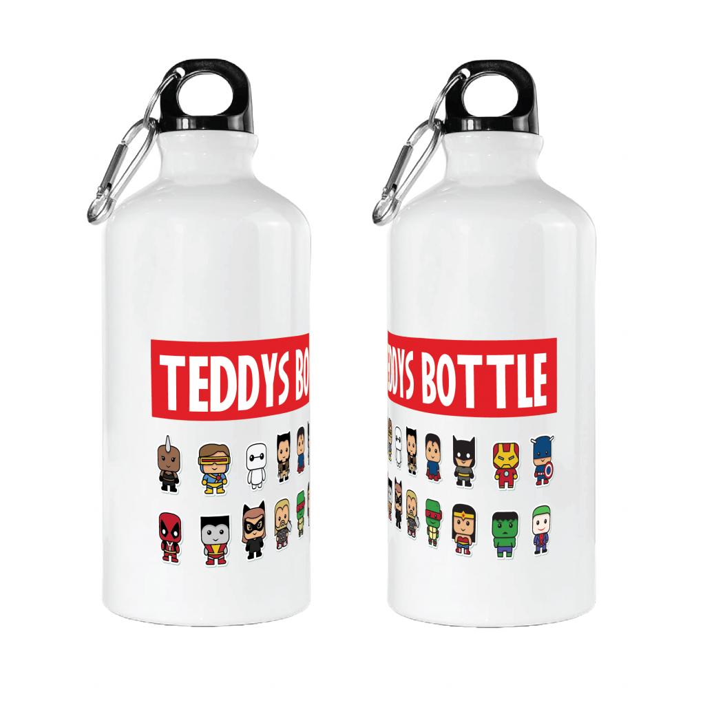 600ml Aluminium Bottle Personalised - Marvel Style Design