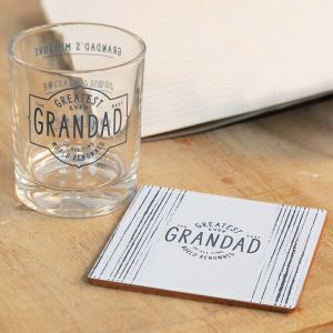 Greatest Grandad Ever Whiskey Glass and Coaster Set