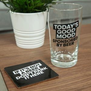 Today's Good Mood Beer Glass & Coaster Set