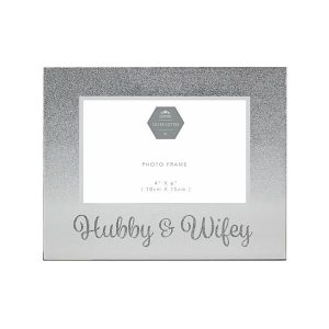 Silver Hubby & Wifey Frame 6x4