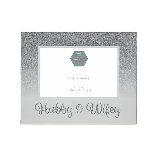 Silver Hubby & Wifey Frame 6x4