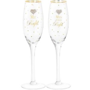Mr & Mrs Right Champagne Flutes