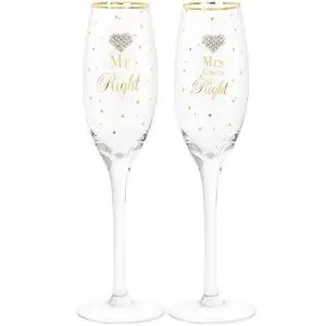 Mr & Mrs Right Champagne Flutes