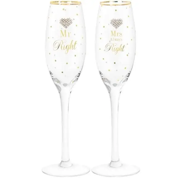 Mr & Mrs Right Champagne Flutes