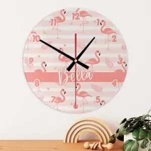 Personalised Dainty Flamingo Wall Clock Glass