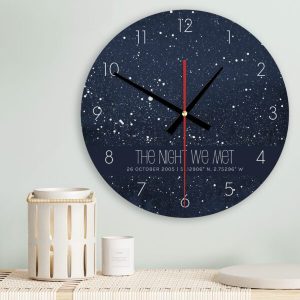 Personalised Midnight Star Map Clock Modern Wood