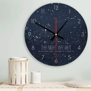Personalised Midnight Star Map Clock Modern Wood