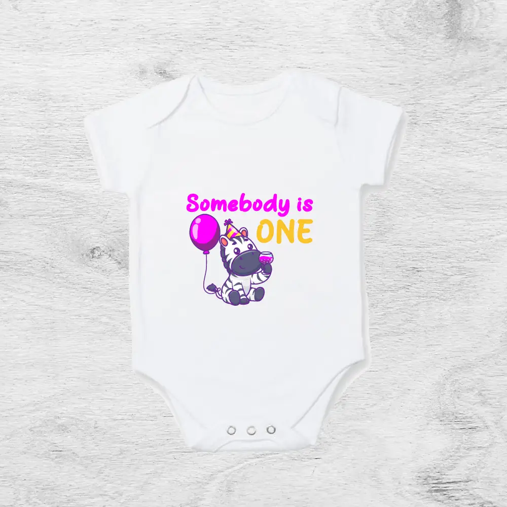 Somebody is One Personalised Baby Vest