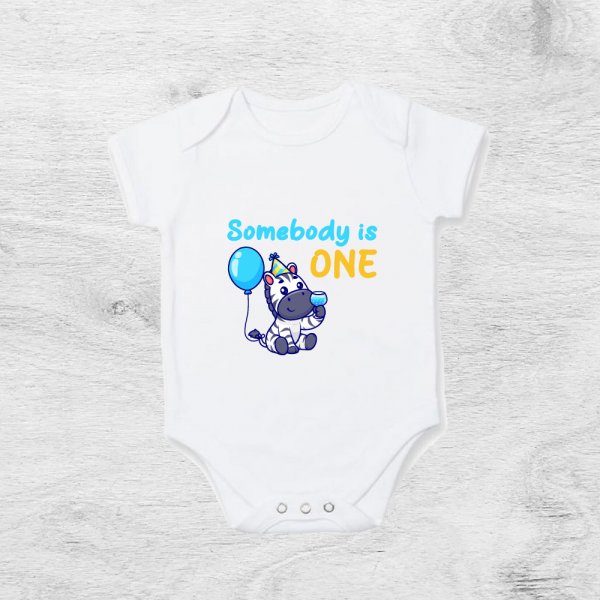 Somebody is One Personalised Baby Vest