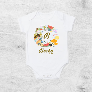 Personalised Summer Wreath Baby Vest